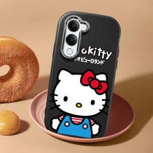 HONTINGA Vivo Y04 ile Uyumlu Kılıf Kamera Korumalı Düşüme Önleyici Kamera Koruyucu Siyah Yumuşak Silikon Couple Telefon Kılıfı Kitty Desenli K4-0472