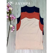 Öz Pamuk Kadın 3 Lü Adet Fitilli %100 Pamuklu Örme Kaşkorse Crop Bluz Atlet