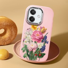 HONTINGA Oppo A3X 5g ile Uyumlu Kılıf Kamera Korumalı Düşüme Önleyici Kamera Koruyucu Pembe Yumuşak Silikon Couple Telefon Kılıfı Çiçekli Desenli K4-0477