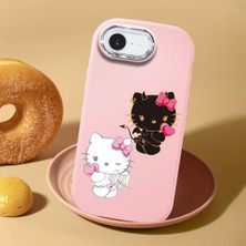 HONTINGA iPhone 17E ile Uyumlu Kılıf Kamera Korumalı Düşüme Önleyici Kamera Koruyucu Pembe Yumuşak Silikon Couple Telefon Kılıfı Kitty Desenli K4-0476