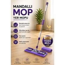 Visluna (+1 Yedek Bez Hediyeli ) Mikrofiber Mandallı Mop Pratik Cam Duvar Yüzey Dip Köşe Temizlik Mopu