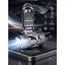 Fortico H4  Mercekli LED Xenon Far Ampulü 50W 22.000 Lm 12-24V Beyaz Işık Çizgisel Odak Uzun Ömürlü