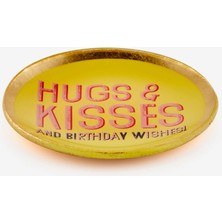 Gift Company Sarı Cam Hugs&kisses Dekoratif Tabak 10X0,8X10 cm