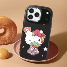 HONTINGA iPhone 17 Pro Max ile Uyumlu Kılıf Kamera Korumalı Düşüme Önleyici Kamera Koruyucu Siyah Yumuşak Silikon Couple Telefon Kılıfı Kitty Desenli K4-0474