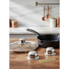 Russet 2'li Tencere Tava Kapağı Tutacağı, Tepesi, Kapak Kulpu, Paslanmaz (5,5cm - 6,4cm)