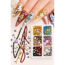 Misyul Tırnak Süsleme Zincir & Çiçek Charm Seti, Nail Art Tırnak Süslemesi