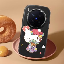 HONTINGA Vivo X300 Pro ile Uyumlu Kılıf Kamera Korumalı Düşüme Önleyici Kamera Koruyucu Siyah Yumuşak Silikon Couple Telefon Kılıfı Kitty Desenli K4-0474