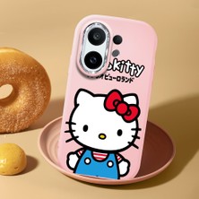 HONTINGA Vivo X200 Fe ile Uyumlu Kılıf Kamera Korumalı Düşüme Önleyici Kamera Koruyucu Pembe Yumuşak Silikon Couple Telefon Kılıfı Kitty Desenli K4-0472