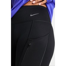 Nike Go Firm Support High Rise Black Full Length Kadın 6 Cepli Lazer Kesim Antreman Taytı Koyu Siyah
