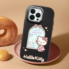 HONTINGA iPhone 14 Pro Max ile Uyumlu Kılıf Kamera Korumalı Düşüme Önleyici Kamera Koruyucu Siyah Yumuşak Silikon Couple Telefon Kılıfı Kitty Desenli K4-0473