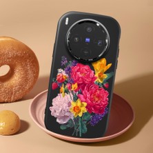 HONTINGA Vivo X300 ile Uyumlu Kılıf Kamera Korumalı Düşüme Önleyici Kamera Koruyucu Siyah Yumuşak Silikon Couple Telefon Kılıfı Çiçekli Desenli K4-0478