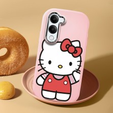 HONTINGA Vivo Y04 ile Uyumlu Kılıf Kamera Korumalı Düşüme Önleyici Kamera Koruyucu Pembe Yumuşak Silikon Couple Telefon Kılıfı Kitty Desenli K4-0475