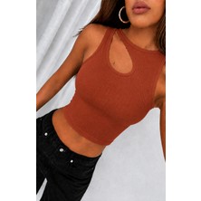 Öz Pamuk Kadın Kaşkorse Damla Dekolteli Crop Bluz