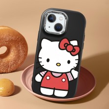 HONTINGA iPhone 13 Mini ile Uyumlu Kılıf Kamera Korumalı Düşüme Önleyici Kamera Koruyucu Siyah Yumuşak Silikon Couple Telefon Kılıfı Kitty Desenli K4-0475