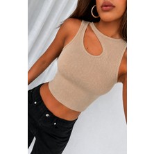 Öz Pamuk Kadın Kaşkorse Damla Dekolteli Crop Bluz