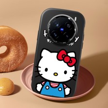 HONTINGA Vivo X200 Pro ile Uyumlu Kılıf Kamera Korumalı Düşüme Önleyici Kamera Koruyucu Siyah Yumuşak Silikon Couple Telefon Kılıfı Kitty Desenli K4-0472