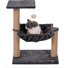 Midyat Antrasit Çok Katlı ve Yataklı Kedi Oyun Evi - %100 Wellsoft Kumaş - Ağır Taban - Anti-Alerjik