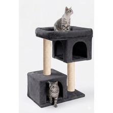 Kiev Antrasit Yıkanabilir Wellsoft Kedi Kulesi - Ağır Mdf Taban Modern Tasarım Tırmalamalı Oyun Evi