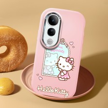 HONTINGA Vivo V50 Lite ile Uyumlu Kılıf Kamera Korumalı Düşüme Önleyici Kamera Koruyucu Pembe Yumuşak Silikon Couple Telefon Kılıfı Kitty Desenli K4-0473