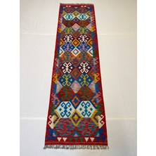 Afgan Halı El Dokuma Afgan Kilim Çift Taraf Kullanım Kök Boya Yolluk 83 x 298 cm