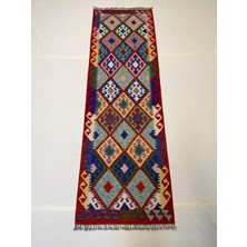 Afgan Halı El Dokuma Afgan Kilim Çift Taraf Kullanım Kök Boya Yolluk 82 x 264 cm
