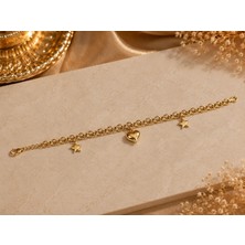 Rome Oro Sallantılı Kalp Yıldız Altın Bileklik
