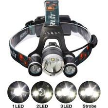 Uravas Store Boruit T6 Kafa Feneri 5000 Lumens 3xcree Xm-T6+2r5 Lamba LED Kamp Lambası