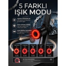 Fortico Akıllı Bisiklet Arka Stop Lambası Fren Sensörlü Otomatik LED Kuyruk Lambası Type-C Şarjlı Ipx6 Su Geçirmez Yüksek Parlaklık Gece Sürüş Güvenlik Işığı Mtb Yol Bisikleti Scooter Uyumlu
