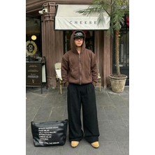 Vladivosto Süper Bol Unisex Yüksek Bel Baggy Oversize Eşofman Ayarlanabilir Stoper Paça Derin Cepli
