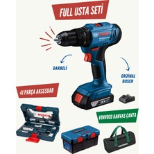 Bosch Gsb 183 Li Darbeli Şarjlı Vidalama Tek Akülü Matkap 18 Volt 2.0 Ah 41 Parça Profesyonel Uç Seti Hediye