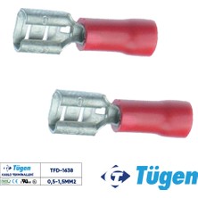 Tügen 0,5-1,5mm2 / 6,4x0,8 Yarım Izoleli Dişi Kablo Ucu ( 1 Kutu 200 Adet )