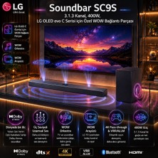 Lg Soundbar SC9S | 3.1.3 Kanal, 400W, Lg OLED Evo C Serisi Için Özel Wow Bağlantı Parçası