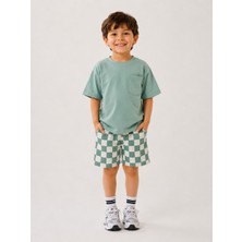 DoaMini Erkek Çocuk Pamuklu Dama Desen T-Shirt ve Şort Takım