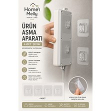 Btm Home 4’lü Çift Taraflı Yapışkanlı Klips | Eşya Sabitleme Askısı – Şeffaf Geçmeli Aparat