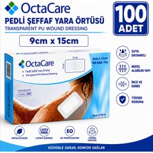 Octacare Su Geçirmez Pedli Şeffaf Pu Film Steril Yara Örtüsü 9CM×15CM (100 Adet)