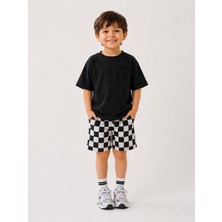 DoaMini Erkek Çocuk Pamuklu Dama Desen T-Shirt ve Şort Takım