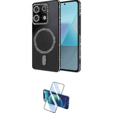 Marsilyan™- Redmi 13C Kılıf Zirve Doku Prime - Siyah 3D Antistatik Cam Ekran Koruyucu