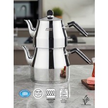 Fms Mega Maxi Çaydanlık |siyah Metal| Süzgülü|18/10 Paslanmaz | Indüksiyon Uyumlu| 2.00 Lt + 4.00 Lt