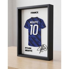 Riva Self Kylian Mbappé Fransa Milli Takımı 3D Duvar Tablosu - Futbolcu Imzalı Dekoratif Çerçeve