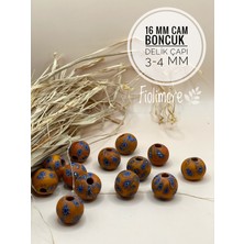 FioliMore 16 mm Desenli Moreno Cam Boncuk (2 Adet) Delik Çapı 3-4 mm Makrome Takı Tasarım Hobi Boncuğu