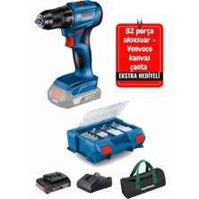 Bosch Çift Akülü Kömürsüz Matkap Vidalama Gsb 185 Li Profesyonel Darbeli Şarjlı Matkap Uç Setli