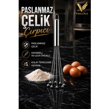 Visluna Yeni Nesil Paslanmaz Çelik Çırpıcı Yumurta, Pasta, Ayran Çırpıcısı 30'cm