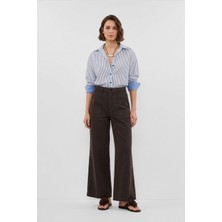 Markapia Kadın Yüksek Bel Kahverengi Wide Leg Pantolon