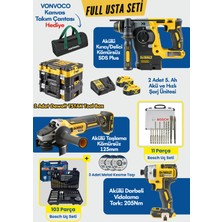 Dewalt Şarjlı 3 Lü Set DCH273 18V Xr DCK305P2T-QW Akülü Kırıcı Delici Matkap Kömürsüz Şarjlı Hilti DCG405 Xr Avuç Içi Taşlama Spiral DCF887 18V Torklu Vidalama Seti