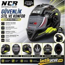 NCR-160E Çene Açılır Gözlüklü E-Ce Belgeli Kask Sarı Grafik