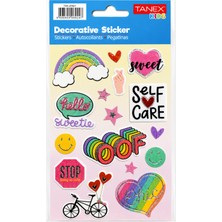 Tanex  Puffy Kalp ve Gökkuşağı Sticker Tekli