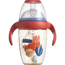 Rovco 300ML +9 Aylık Bebekler Için Emzikli Akıllı Pipet Toplu Kulplu Kapaklı Kutulu Anti-Kolik Ppsu Malzemeli Bebek Biberonu
