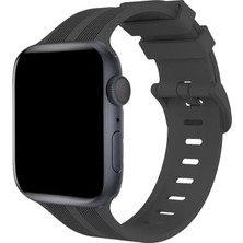 Lims Store Newface Apple Watch 38MM KR408 Çizgili Silikon Kordon - Koyu Gri