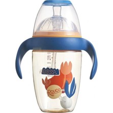 Rovco 300ML +9 Aylık Bebekler Için Emzikli Akıllı Pipet Toplu Kulplu Kapaklı Kutulu Anti-Kolik Ppsu Malzemeli Bebek Biberonu