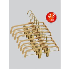 NYN Ahşap 8178 (Gold Kancalı Lama) Mandallı Etek Pantolon Askısı 48 Adet
